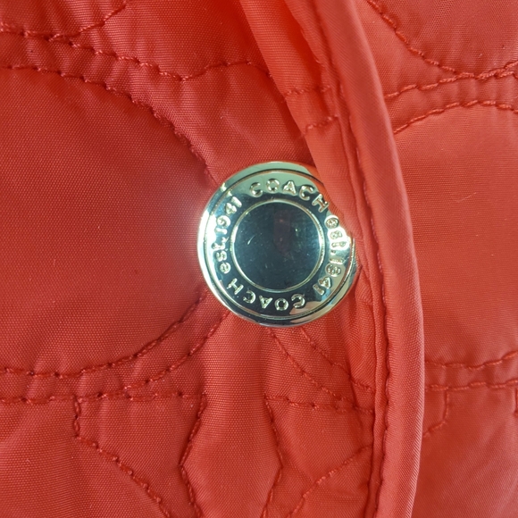 Coach Women's Red Quilted Gold Snap-Button Jacket - Small - Picture 5 of 10
